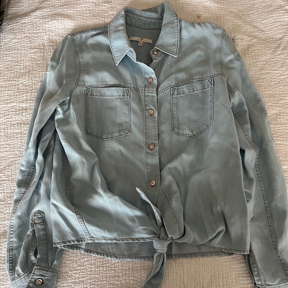 7 for all mankind denim king sleeve button down